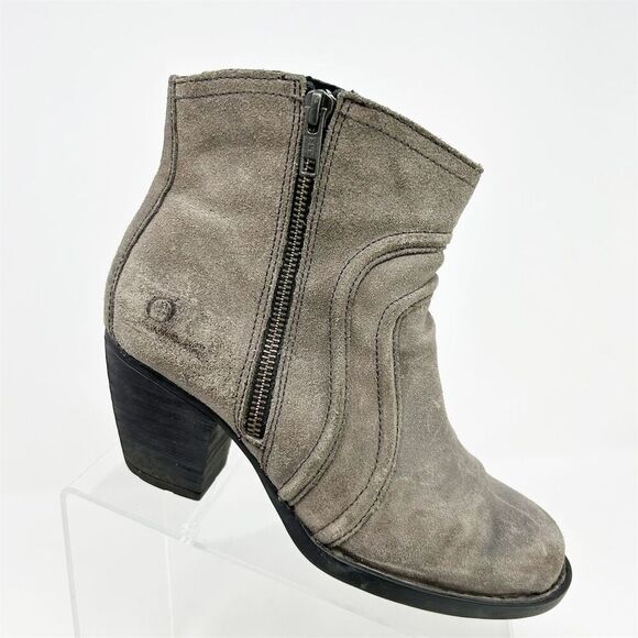 Born Women's Abby Gray Ankle Booties Size 8M Casual Zip Block Heel Fall - Picture 1 of 13
